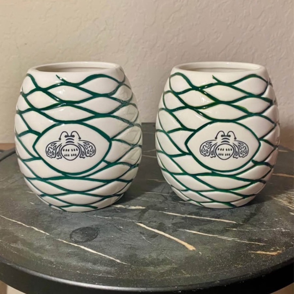 Pair of Patron Tequila 2018 Limited Edition Promotional Cups - Beehive Logo